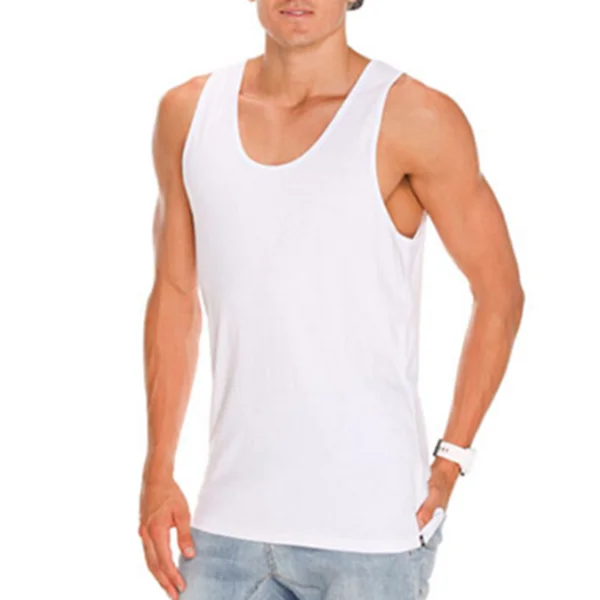
Wholesale cotton plain white singlets for men 