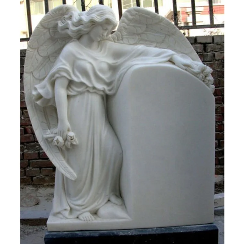 Weeping Angel Large Statue Sculpture Marble Headstone Engraving Heart Tombstone Design Headstone