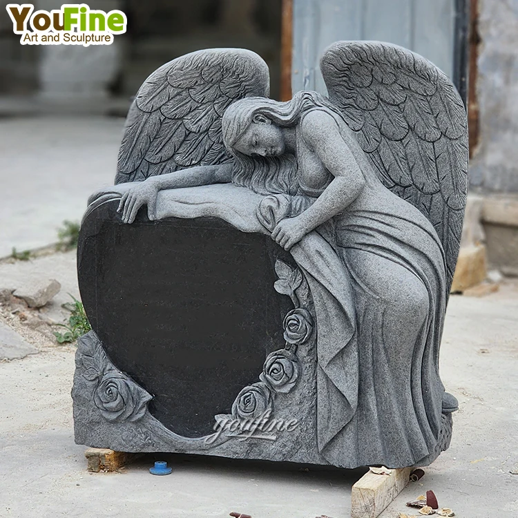 Hand Carved White Marble Heart Tombstone Angels Monuments Headstones
