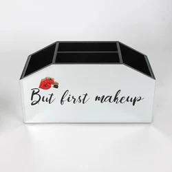 Полезное зеркало из стекла Sexy Kiss, Серебряная коробка для хранения косметических кистей, подарок для девушки, шкатулка для ювелирных изделий для нее