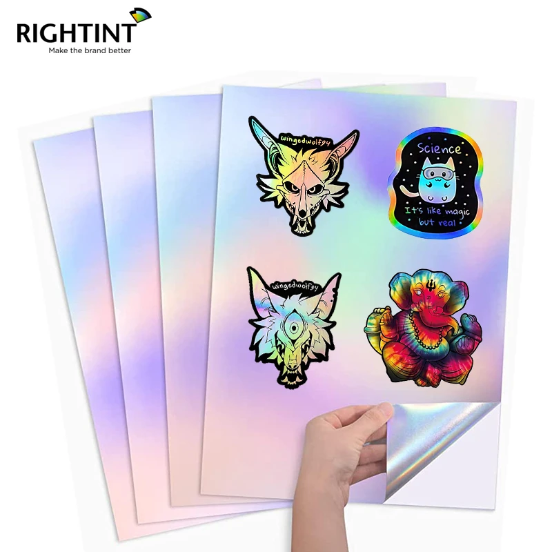 Premium Self Adhesive Holographic sticker paper A4 Size Free Decoration or Printing in Sheet