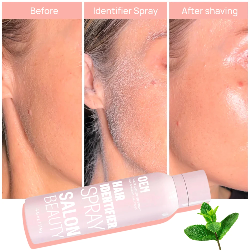 Free Sample Natural Face Identifier Spray For Facial Skin Body Powder Shaving Removal Powder Hair Identifier Spray