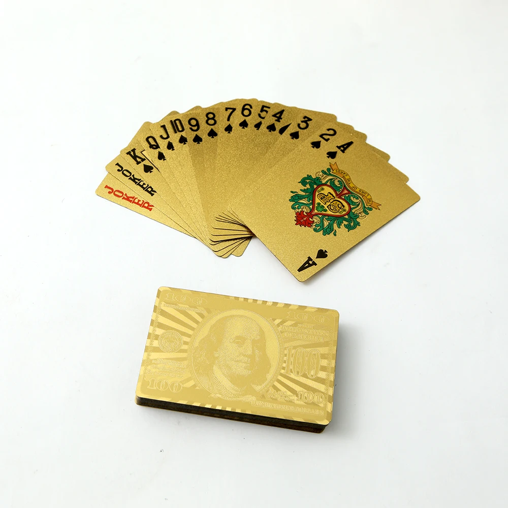 custom sublimation golden poker cards printed plastic card game playing cards