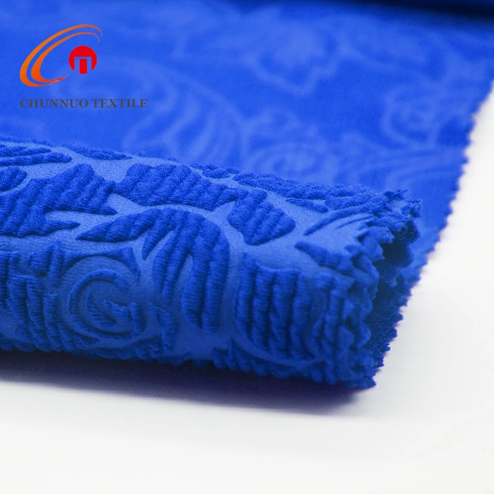 Chunnuo Textile 95%P5%SP DTY Stretch Jacquard Liverpool Fabric With 3D Emboss For Dress
