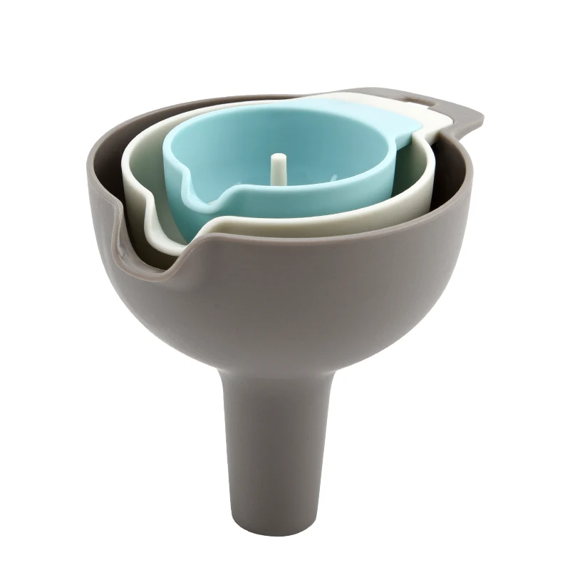 4-in-1 Plastic PP Funnel Set Removable Filter Funnel Kitchen Filter