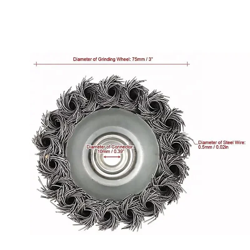 Круглая щетка для угловой шлифовальной машины, Вращающаяся круглая щеточка 75 мм 3 дюйма