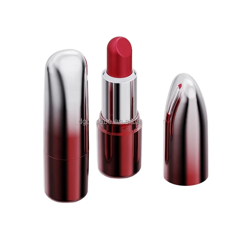 China Custom Factory Price Custom Luxury Makeup Packaging Gradients Red Silver Cosmetic Container Pen high end Lipstick Tubes