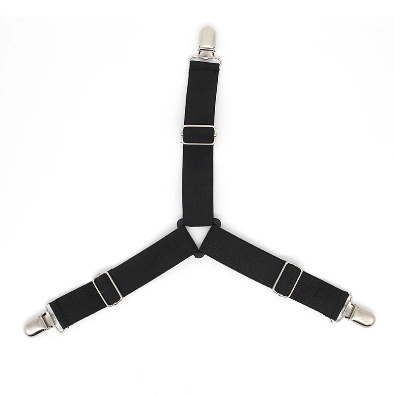 Bed Sheet Holder Straps Fasteners Adjustable Triangle Elastic Suspender Mattress Corner Clips With Heavy Duty Grippers