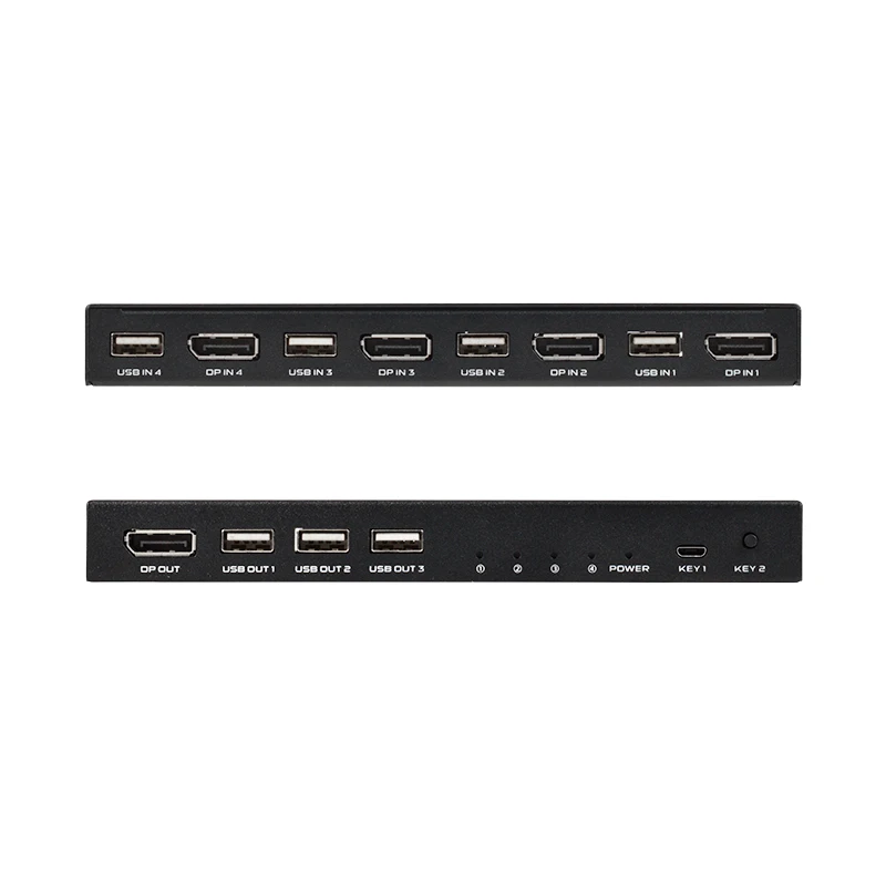 FJ-DK401 FJGEAR Plug and play 4 Port 4 in 1 out Display Port Kvm switch Support 3840*2160@60Hz USB 2.0 DP KVM Switch