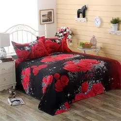 3pcs/set Romantic 3D Rose Pattern Printing Bed Sheet Pillow Cover Bedding Set Sheet Modern