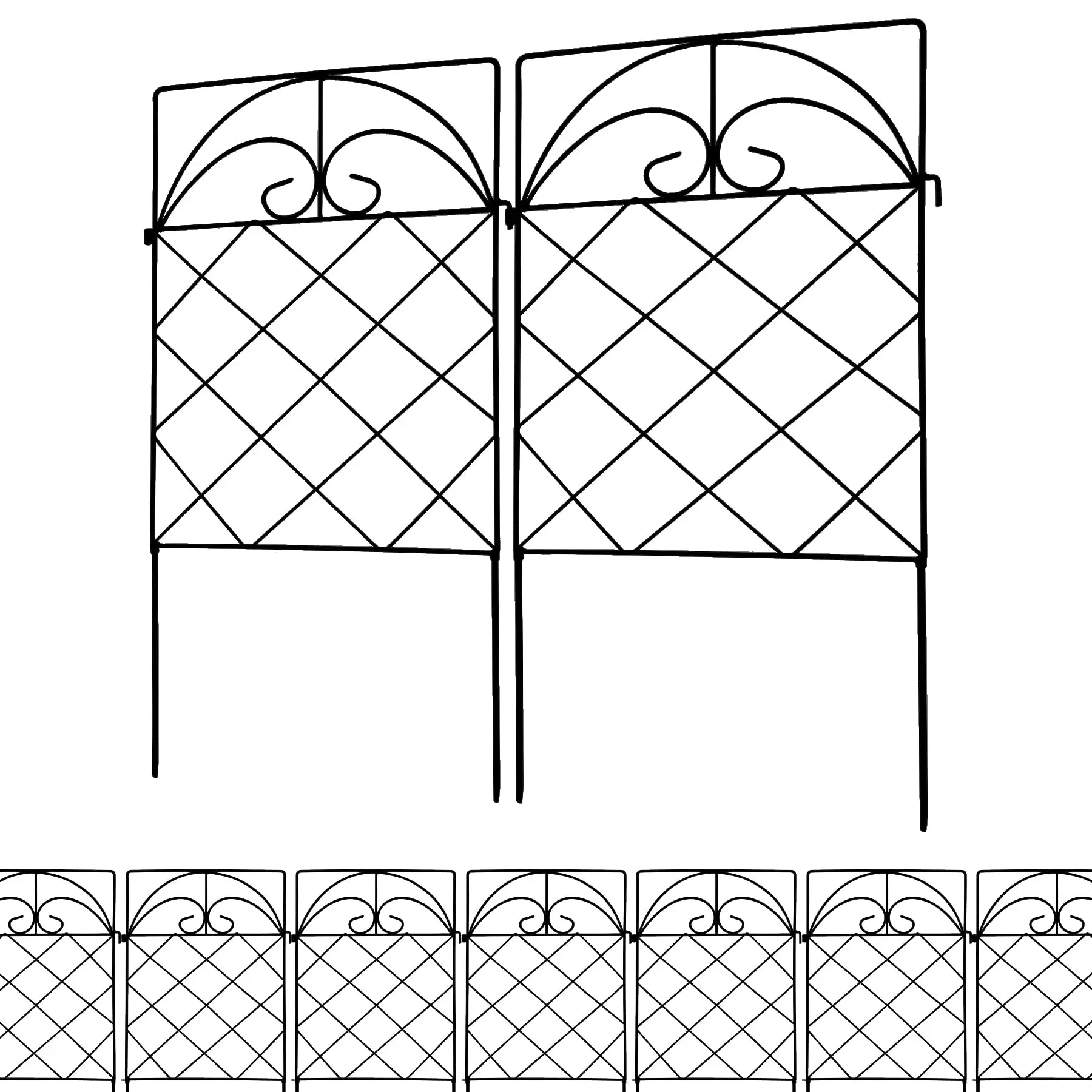 Artistic Yard Divider Screen Hand-Crafted Iron with Abstract Botanical Motifs