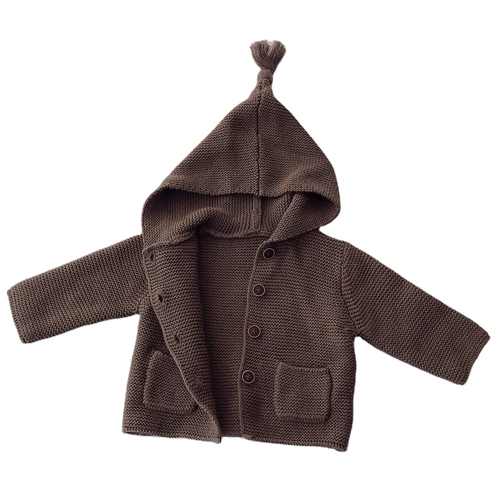 Simple design children cashmere winter hooded garment baby sweater