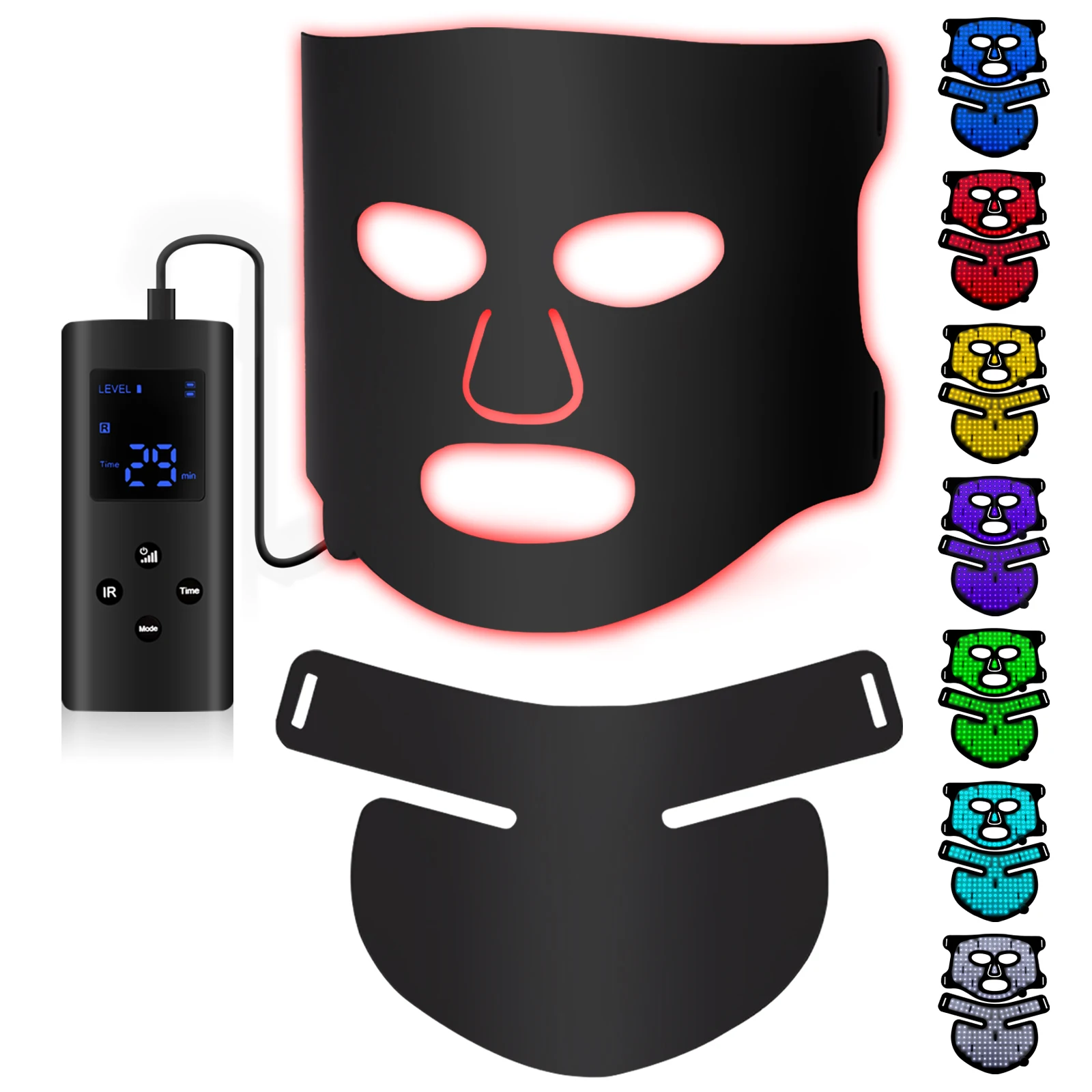 Red Light Therapy For Face 7 Color LED For Skin Rejuvenation Face Mask With Remote Control Light Therapy Home Beauty Machine