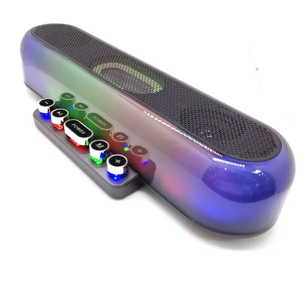 Wireless RGB LED Colorful Light Sound Bar BT Speaker Transparent Stereo Bass Woofer Keyboard HIFI Music Box PA Computer Speaker