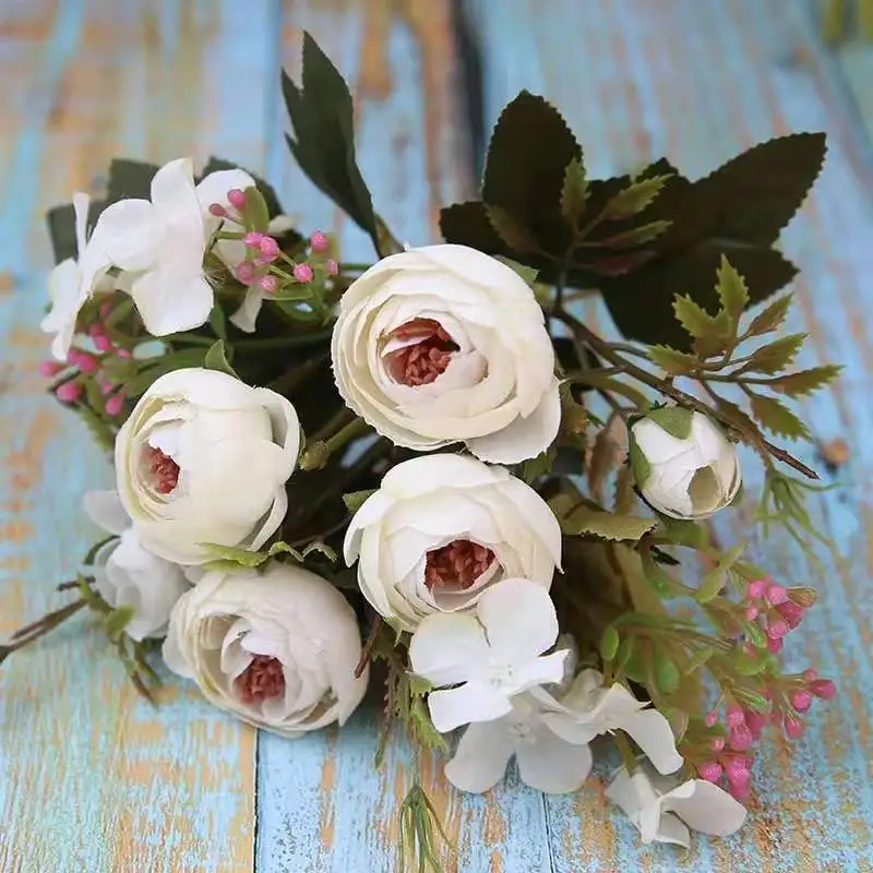 Nordic Style Silk Ranunculus Bouquet Simulation Tea Rose Artificial Camellia Home Decoration Artificial Flower Plant