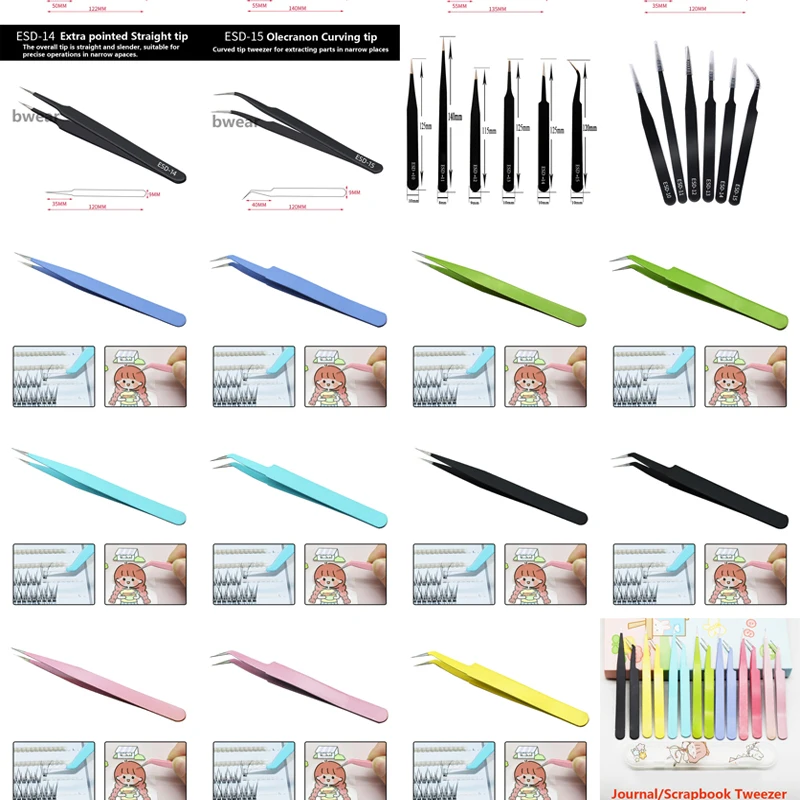 BWEAR all shapes and colors of Grafting Eyelash Journal Scrapbook Cuspidal Nail art Tweezers