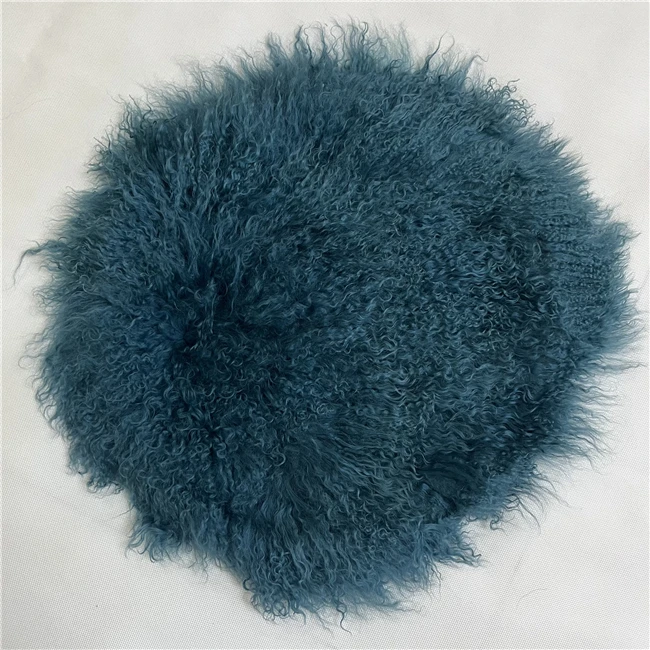 bright blue Curly Kalgan Lamb Fur Plate Throw