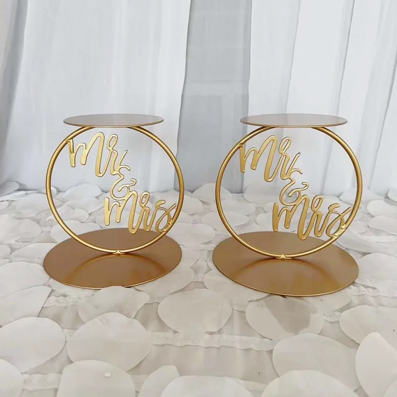Золотой круглый сепаратор торта Mr & Mrs подставка для столешница стола свадебного юбилея реквизит вечеринки