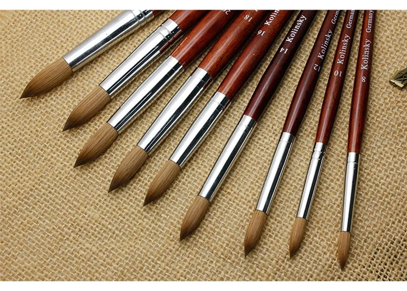 Red Wooden Handle 30% 50% 100% Kolinsky Acrylic Nail Brushes New High Quality Perfect for Professional and Personal Nail Salon