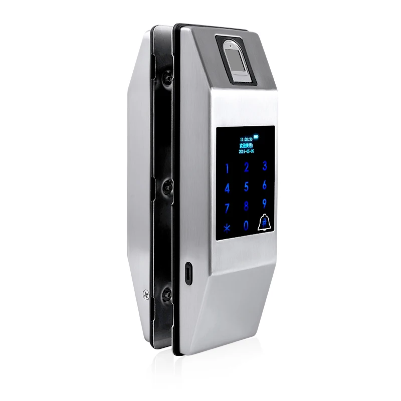 
fl21 frameless glass door smart lock TTLOCK APP fingerprint lock and home or Office keypad Sliding glass door magnetic lock 