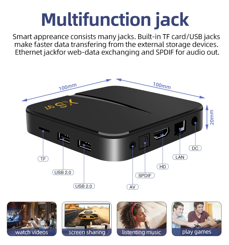 Free Packaging Customization XS97 Smart android 11 tv box with Powerful Amlogic S905W2 4K Ultra HD tvbox