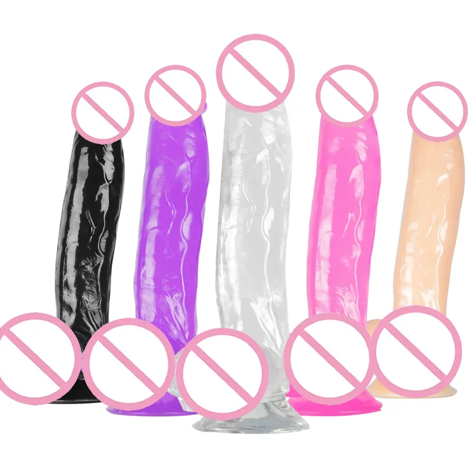 Soft Female Masturbator 10 inch Realistic Jelly Dildo Crystal Women G-Spot Dildos Flexible Penis Cock Dildo with Suction Cup