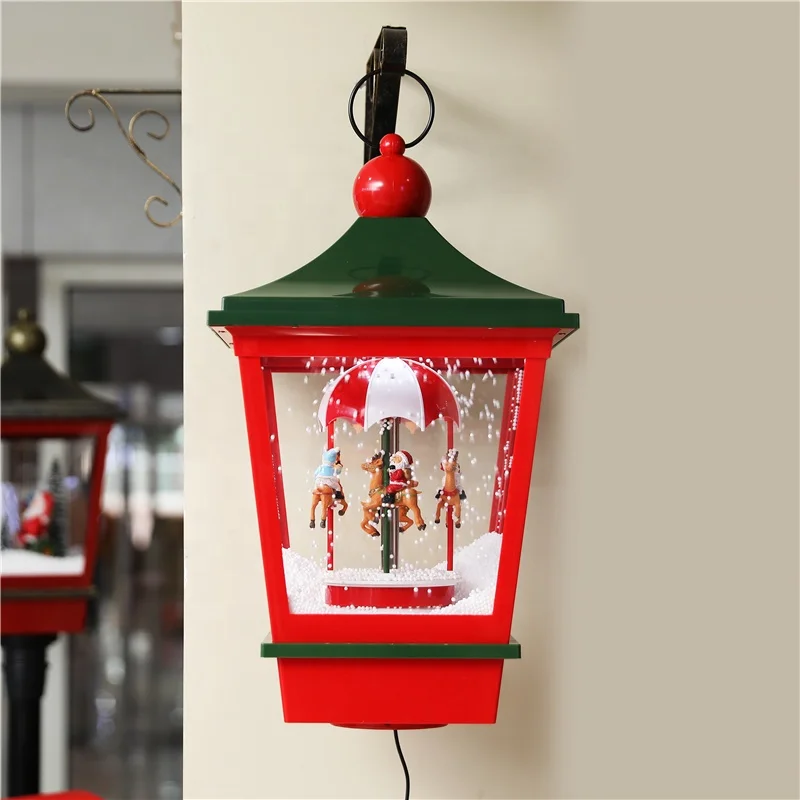 led lanterns Christmas Santa lanterns ornaments decorative with snow for holiday decoration