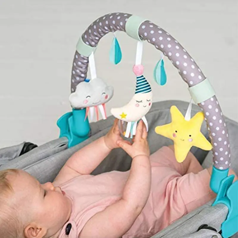 baby plush arch shape toy stroller newborn crib sun moon star soft hanging rattle toy