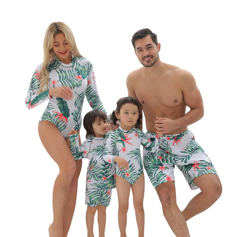 Custom 2021 new parent-child swimsuits boys girls bathing suit mommy and me outfit family matching swimwear
