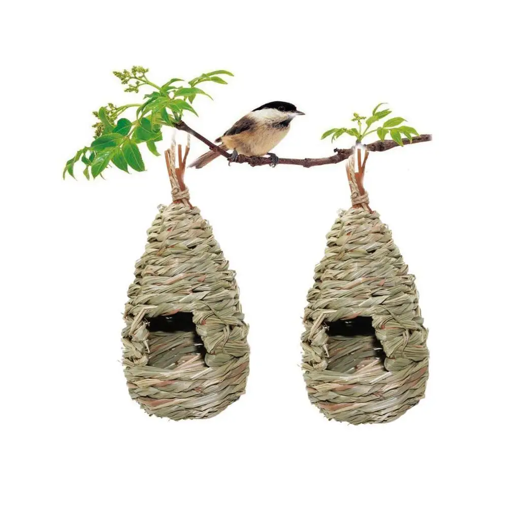Hanging Birdhouse Hummingbird Nest Fiber Hand-Woven Roosting Pocket