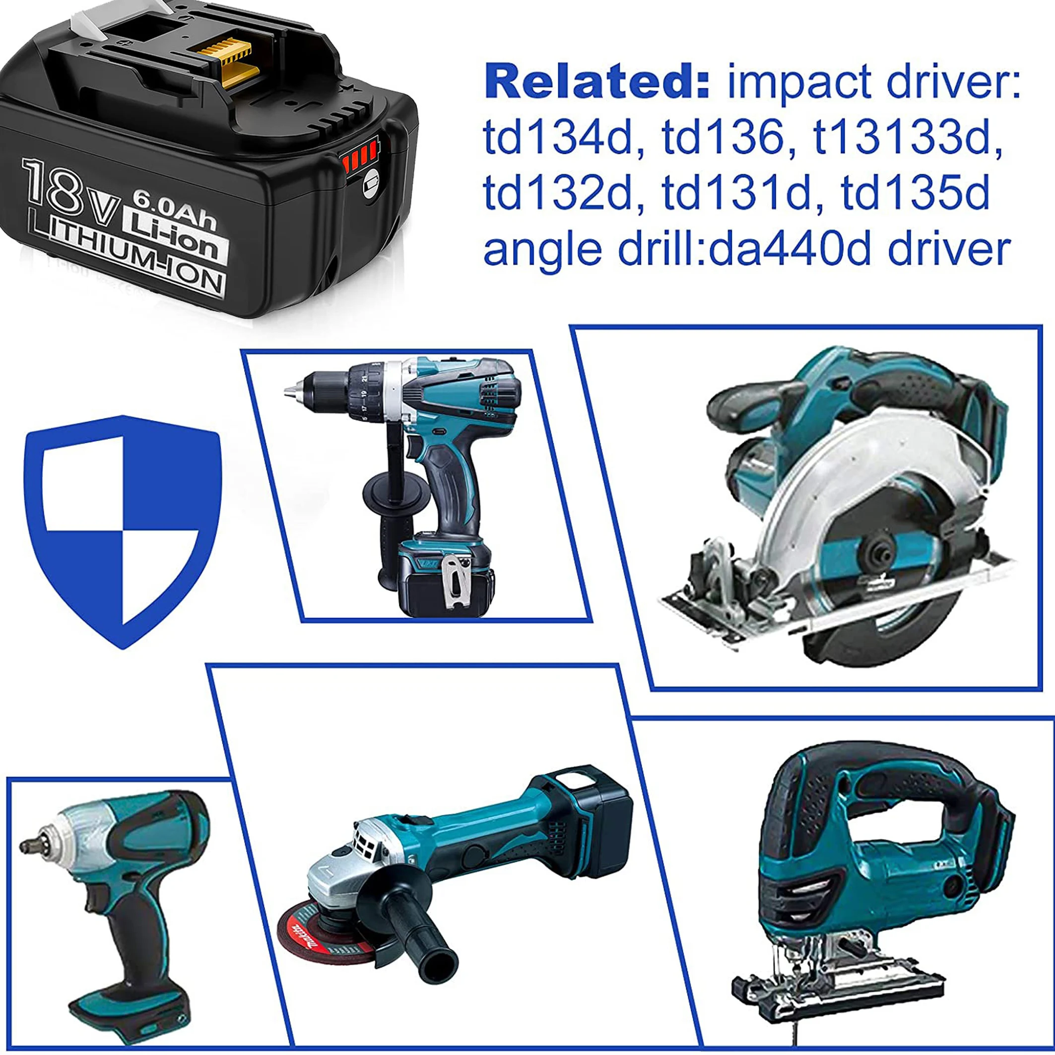 wholesales 18v Power Tools bateria replacement lithium ion battery for makita bl1850 bl1860 power tool batteries