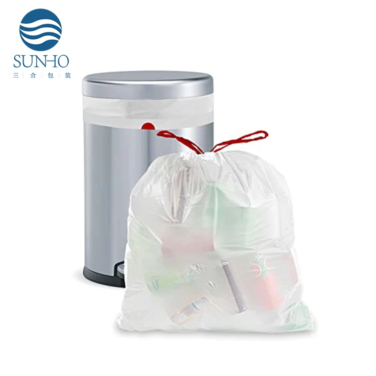 Custom Size Kichen Drawstring Biodegradable Trash Bag Household Draw String Compostable Garbage Bag Plastic Bags With Own Logo