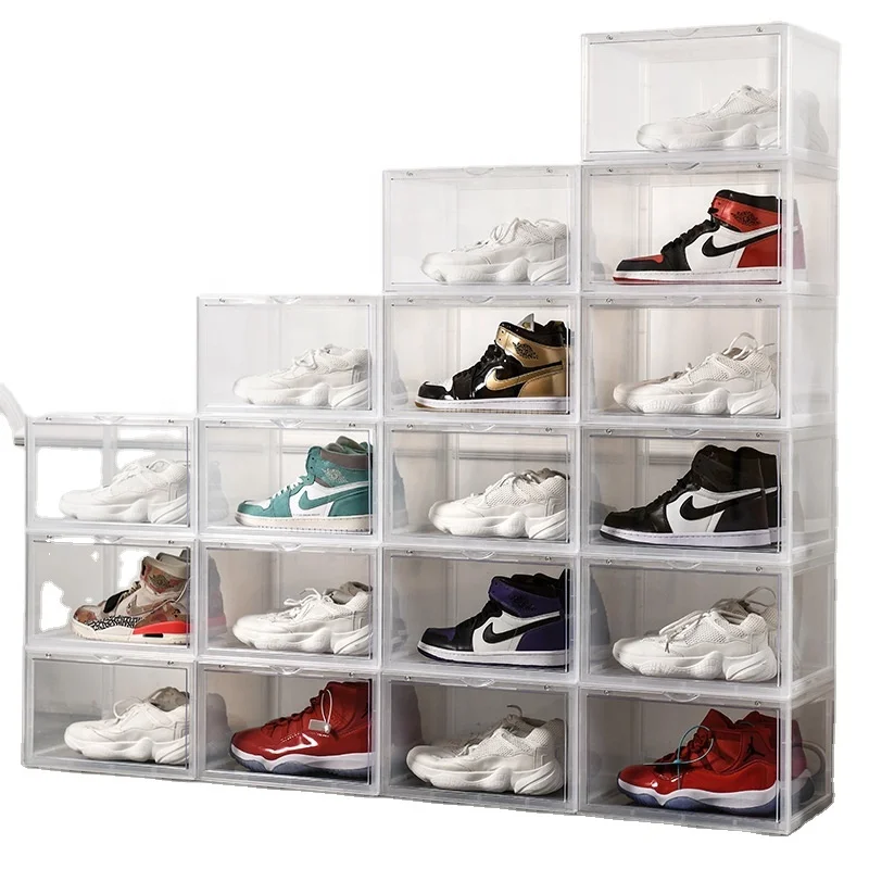 DIY Plastic Stackable Shoe Boxes Shoe Storage Display Containers
