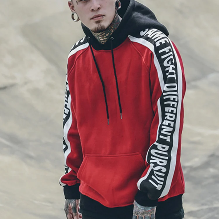 Chinese Clothing Manufacturers Custom Color Block Printing Streetwear Hoodies Wholesale Cotton Fleece Hoodies