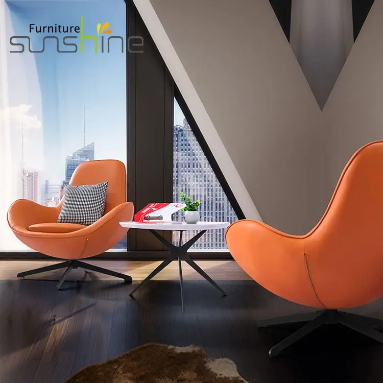 Recliner Chaise Lounge Sofa Chair Office Single Couch Living Room Leisure Inflatable Apartment Balcony Rocking Orange Leather