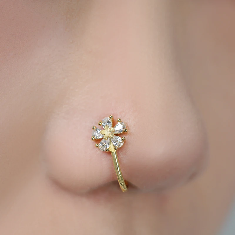Factory Wholesale Zircon Gold U-shaped Nose Rings Brass Crystal Non Piercing Clip Nose Nail Jewelry for Women Men