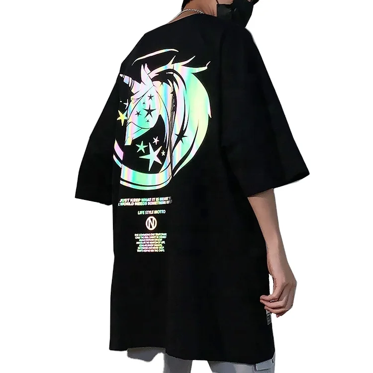 Custom T Shirts Short Sleeves Unisex 100% Cotton Reflective Printing Logo T Shirts