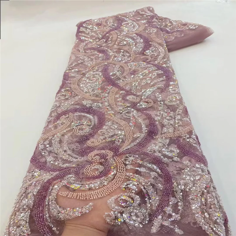 Factory wholesale price new lace Heavy Industry Embroidery beaded tube sequin embroidery 5 gorgeous wedding dress bridal skirt