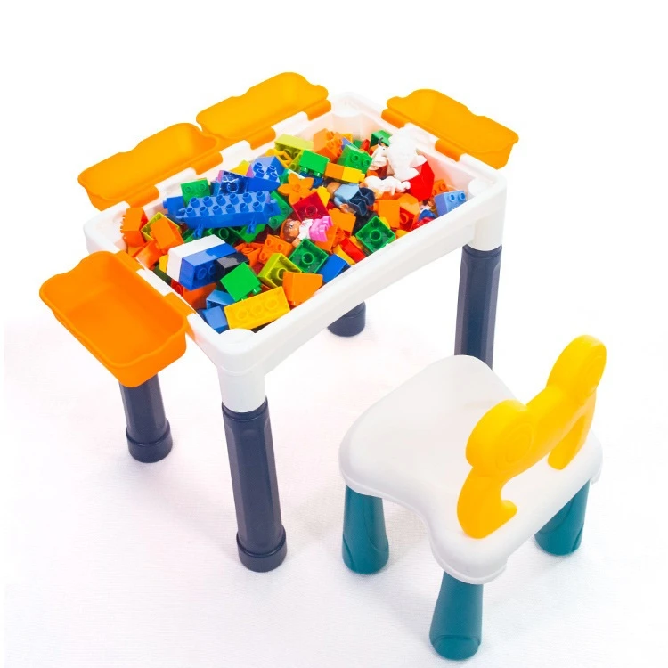 New Children DIY educational plastic multi-functional bricks toy baby resistance building blocks table