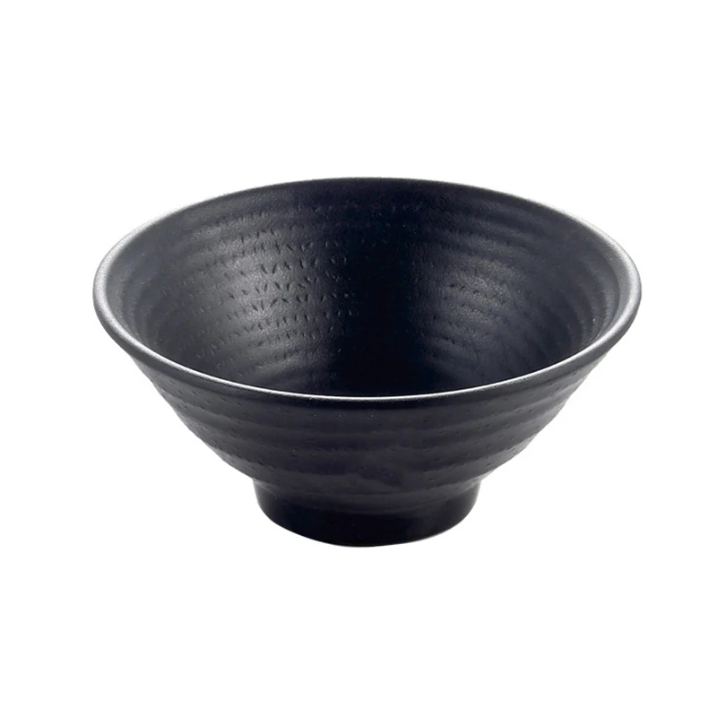 Black Japanese Style Large Melamine Ramen Bowl Restaurant Noodle Soup Tableware Seasoning Bowls Sets