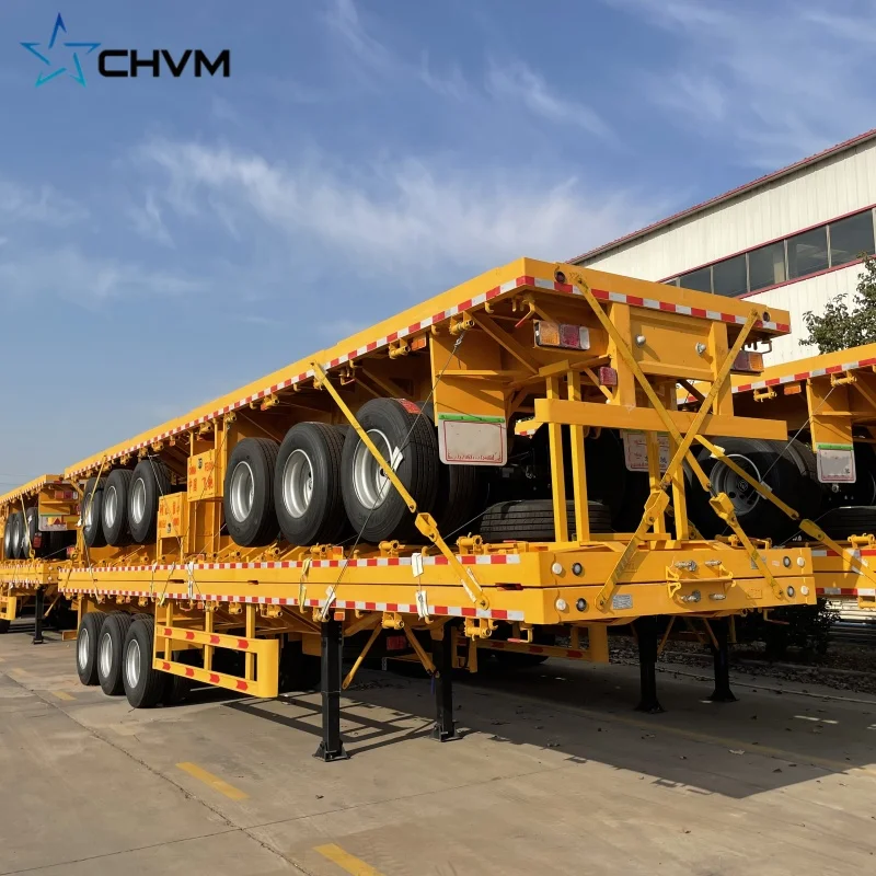 Factory Directly Container Flatbed Truck Semi Trailer 40ft 20ft 48ft 2 3 4 Axles 20 40 ft Feet For Sale With Twist lock