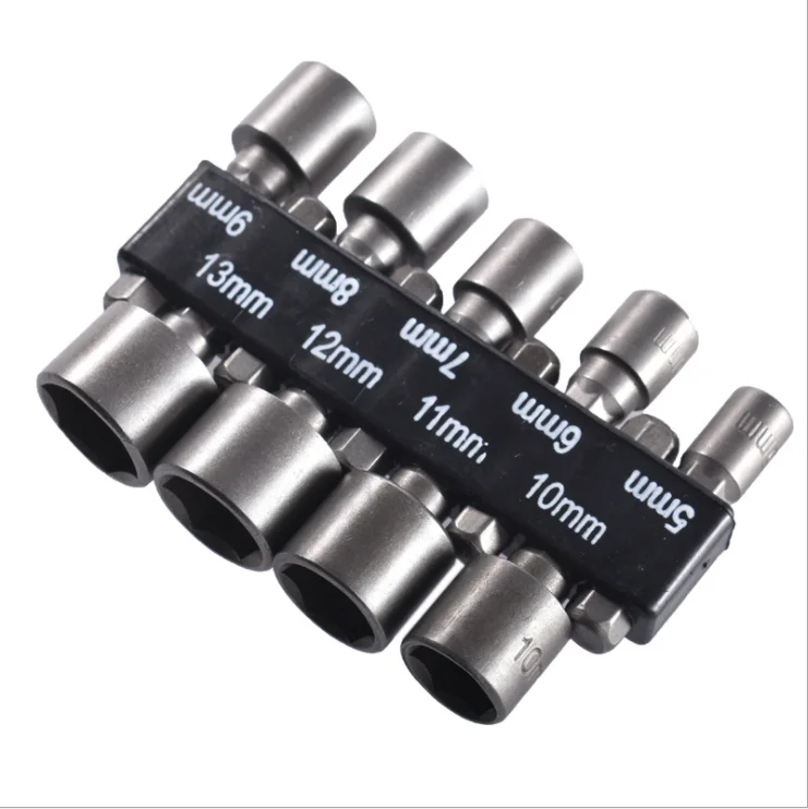 1/4in Hex Shank Socket 9PCS  Tool Set Hexagonal Handle Pneumatic Metric Wrench Electric Wind Batch Hexagon Socket Head