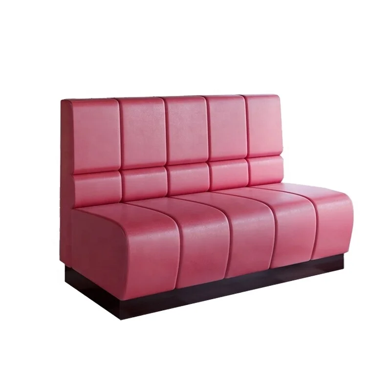 European Style High Temperature Resistance Solid Wood Frame PU Sofa Pink Restaurant Booth Design