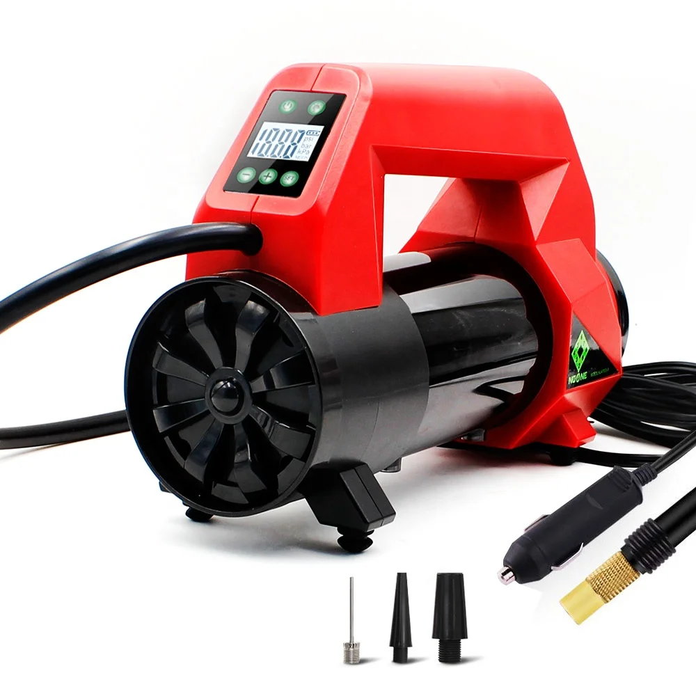 
NOONE Hot sale portable digital 12v dual cylinder air compressor car bike tire tyre pump inflator/deflator with LED light 