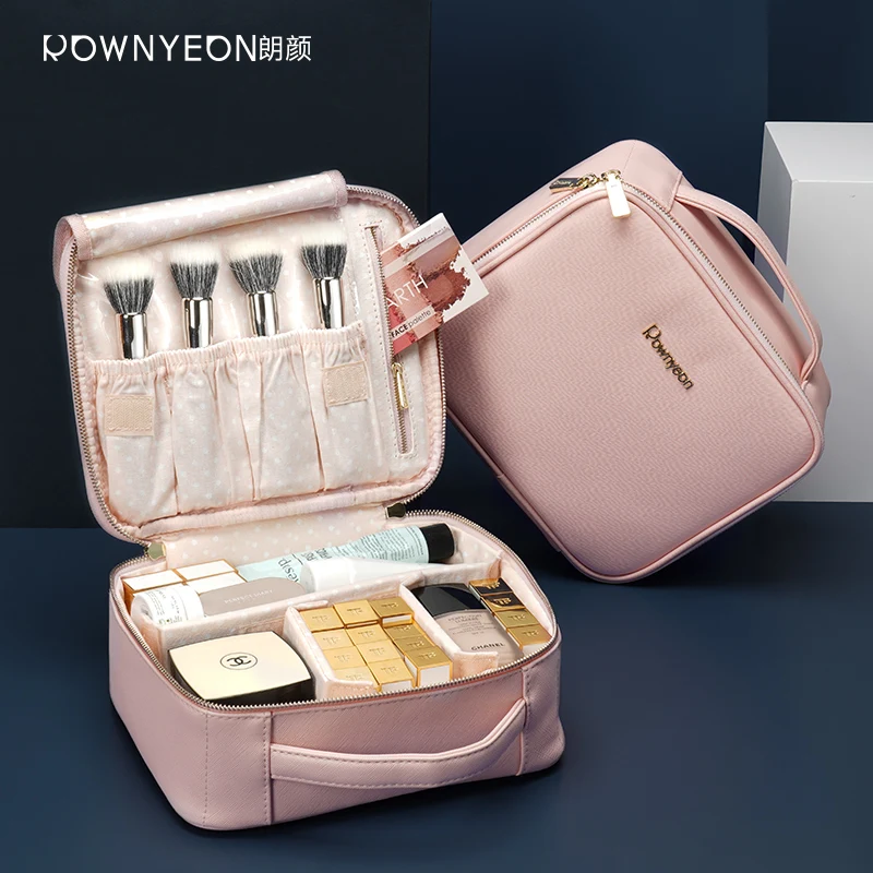 Rownyeon роскошный индивидуальный логотип, пустой простой розовый Косметический Чехол, сумка для хранения косметики