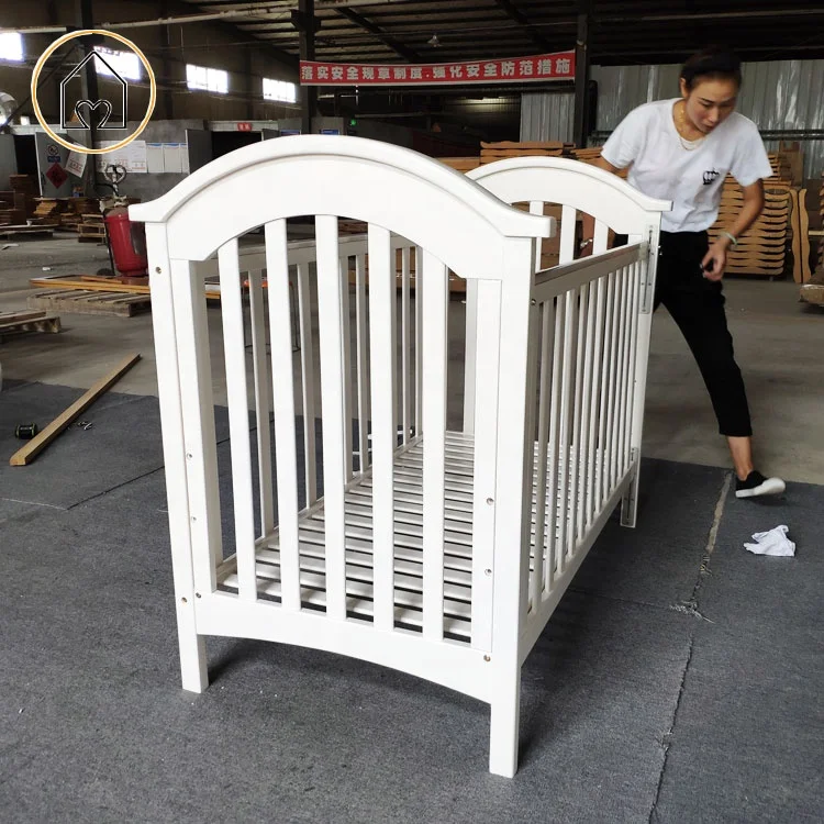 Solid wooden frame cheap price customized size bed baby cot crib
