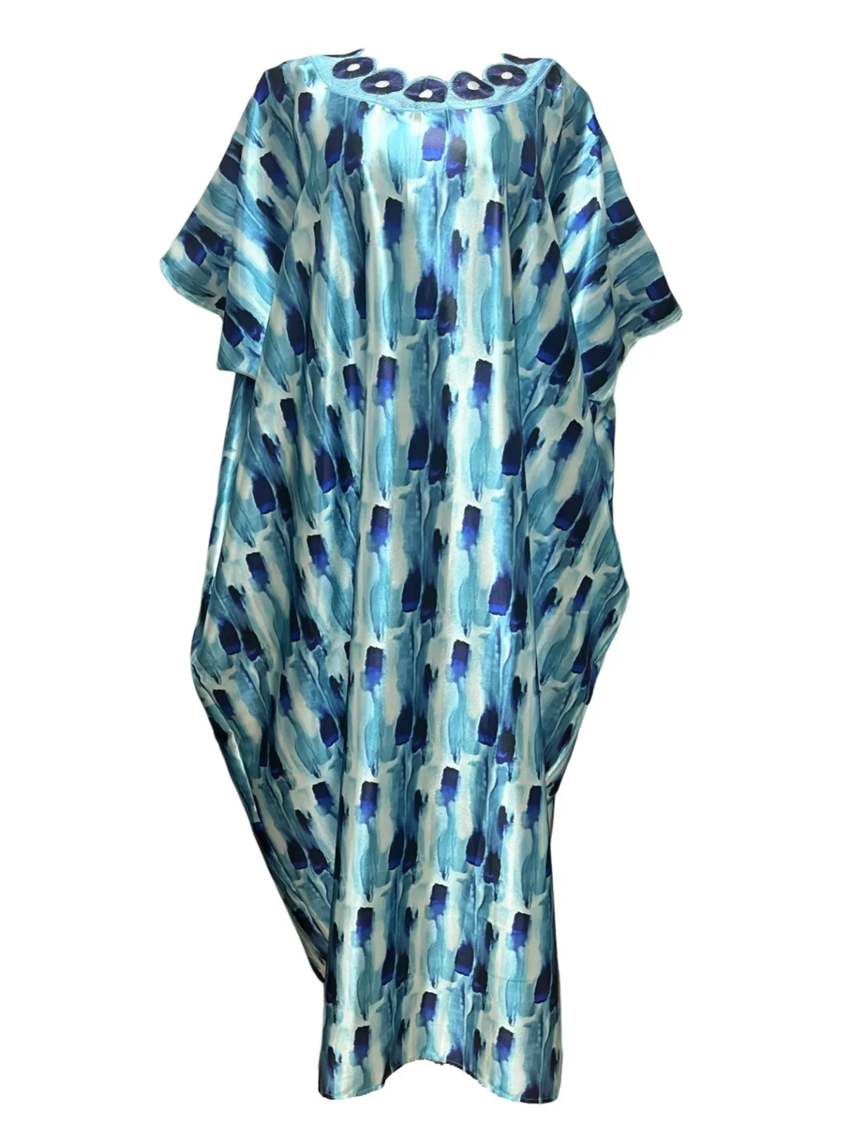 Новое поступление 2024 халат свободного кроя с вышитым принтом и повязкой на голову в африканском стиле коротким рукавом