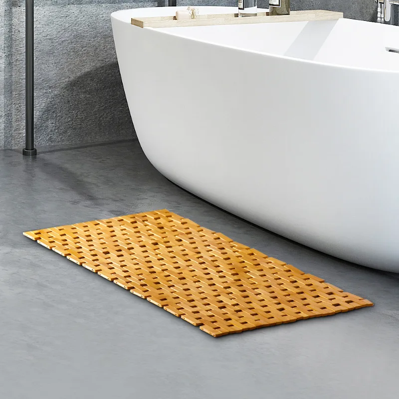 QUAWE 2023 Foldable Heavy Duty Non Slip Waterproof Wood Bamboo Spa Shower Bath mat