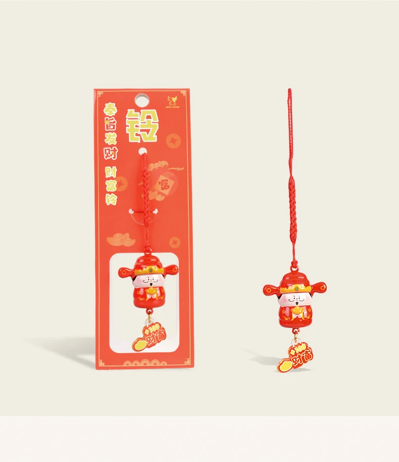 Promotional Pendant Cute Kawaii Buddha God of Wealth Water Jingle Bell Custom Doll ToyKeychain