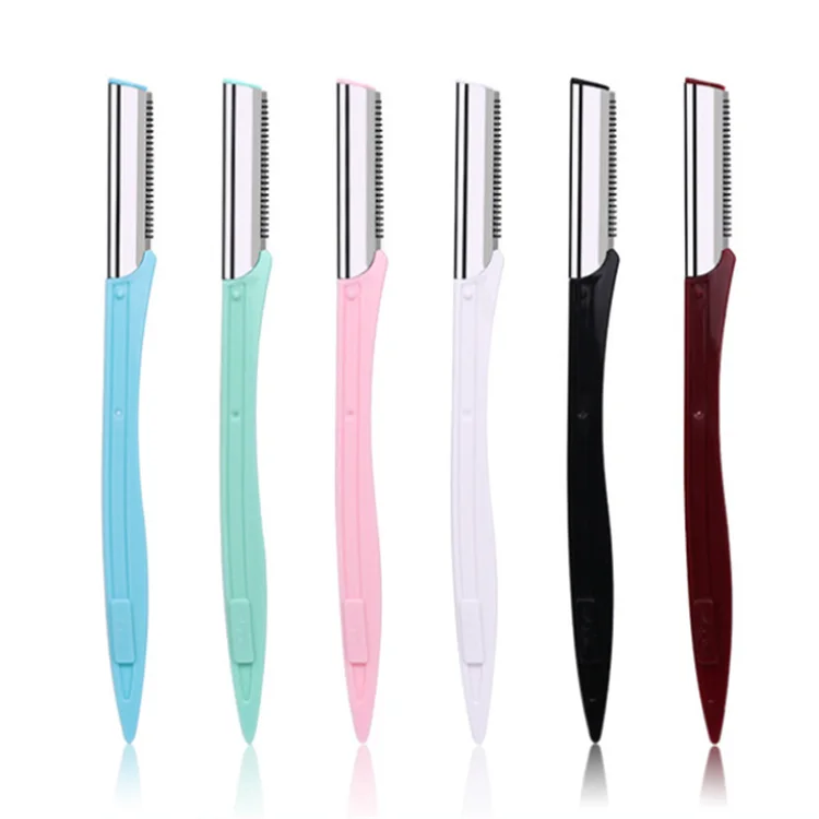 Private label pink/blue/green/black/red/white eyebrow trimmer hair womens razors beauty black eyebrow razors